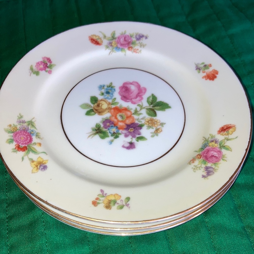 ROSE CHINA made in Occupied Japan, set of 4 gilded dessert plates $31 - Picture 6 of 8